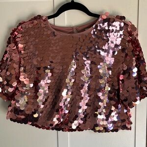 Pink large sequin Crop Top size small